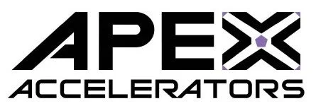 Logo of Apex Accelerators with bold black text and a stylized purple and black 'X' graphic.