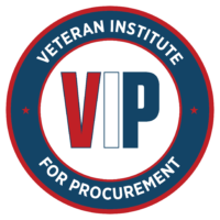 Logo of the Veteran Institute for Procurement with initials VIP in the center surrounded by a circular blue border.