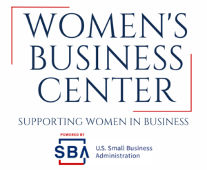 WOMEN'S BUSINESS CENTER logo with the tagline 'SUPPORTING WOMEN IN BUSINESS' and the U.S. Small Business Administration logo.