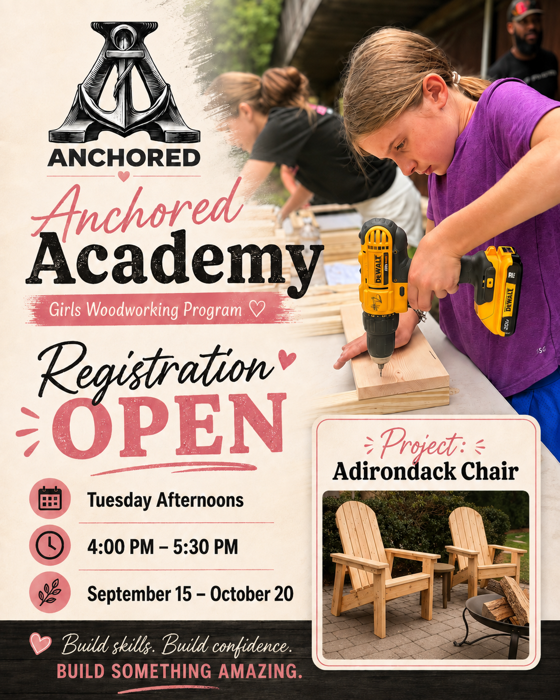 Adirondack Chair · Tuesday Afternoons · 4:00pm-5:30pm