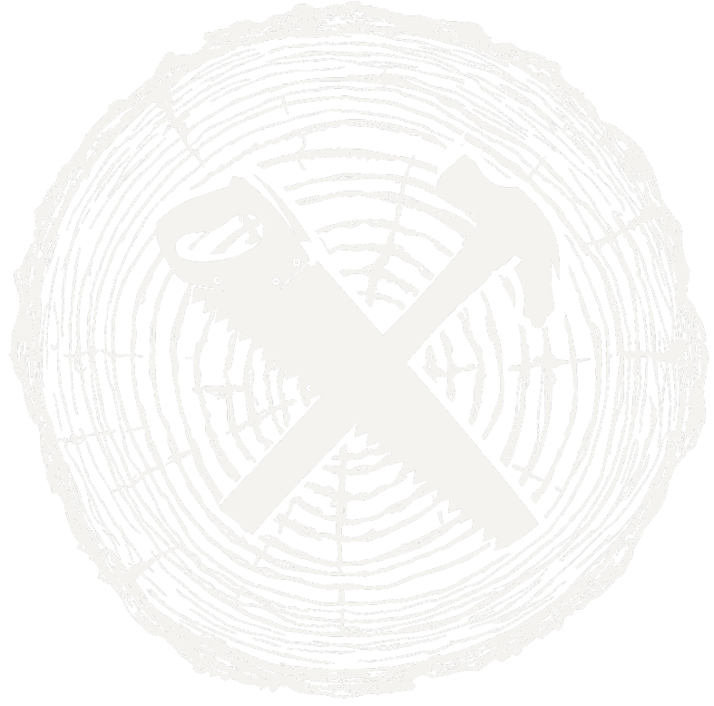 A tree trunk cross-section with a saw and axe  | Cubbyhole Woodshop | Handmade, high-quality wood gifts and decor | Montgomery, TX