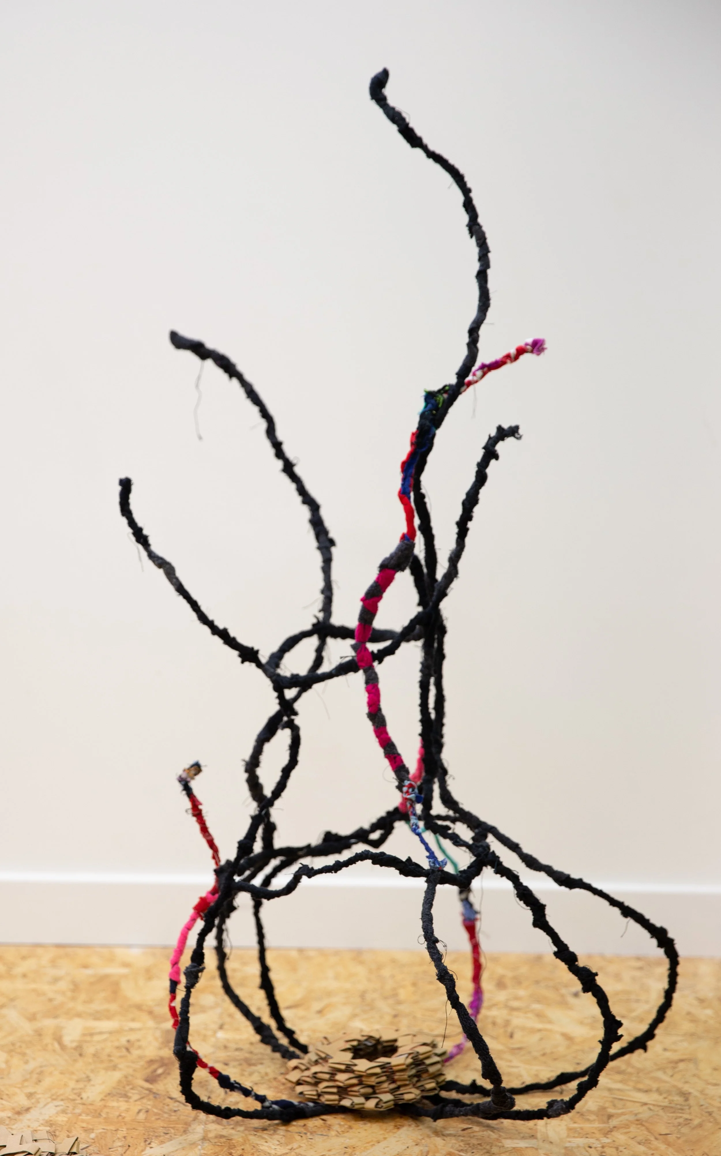 Basket. 2022. Wire, textiles, cardboard. Nest Residency