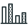 Line drawing of a bar chart with different segments