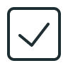 An outline drawing oa checked box with a positive market in the middle