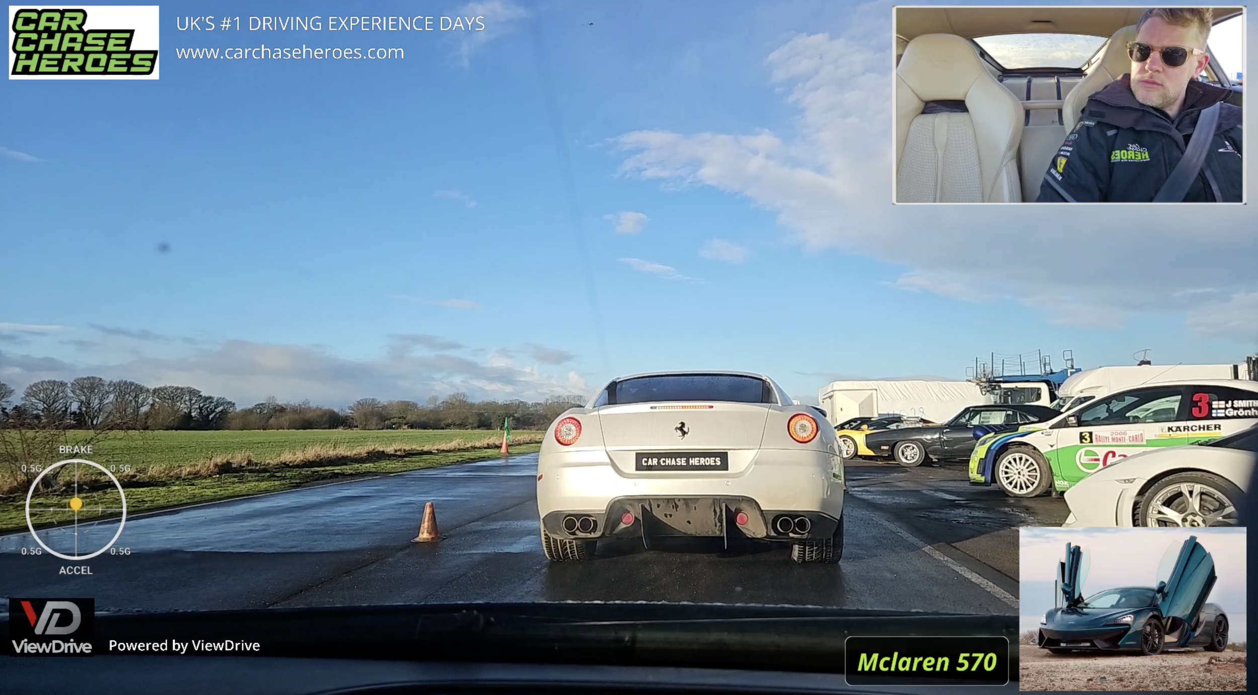ViewDrive picture-in-picture in-car video with telemetry used by Car Chase Heroes UK driving experience