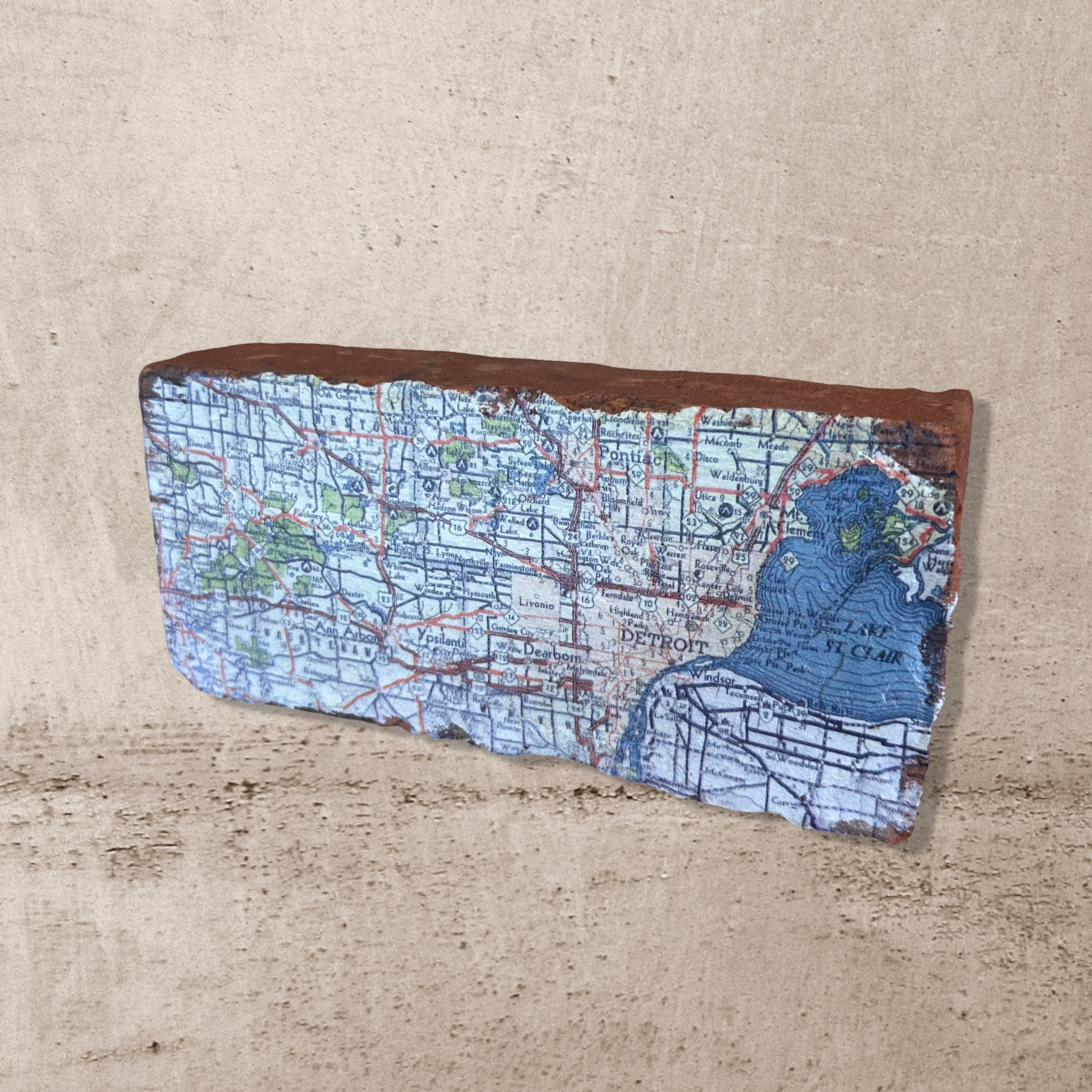 Detroit Metro Map Brick