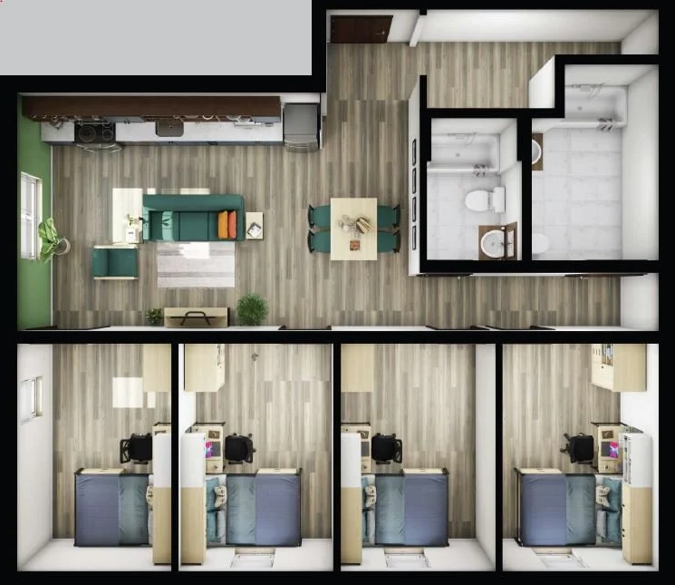 Four Bedroom / Two Bathroom Apartments
