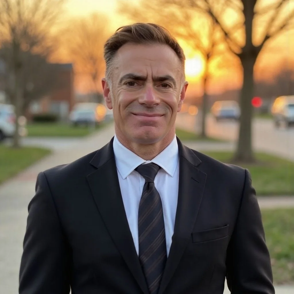 A man in a blue jacket and safety helmet rock climbing on a steep cliff with a view of a river, road, and green landscape in the background.