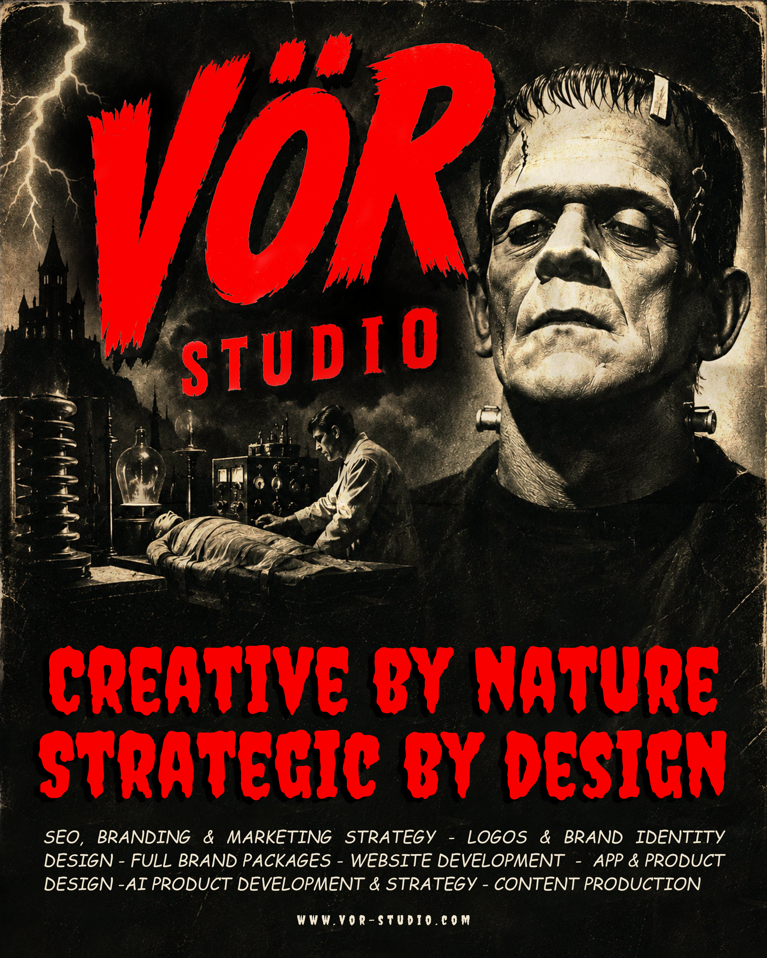 Retro Frankenstein logo and brand rework of Vor's logo and branding positioning