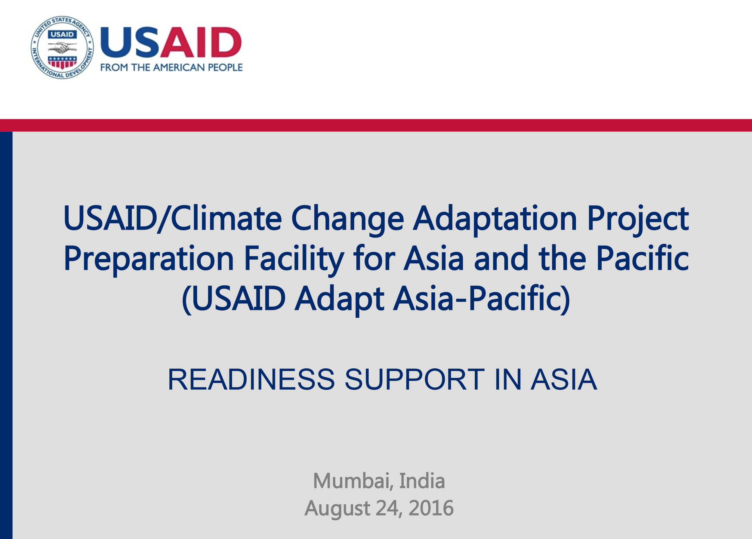 USAID/Climate Change Adaptation Project Preparation Facility for Asia and the Pacific