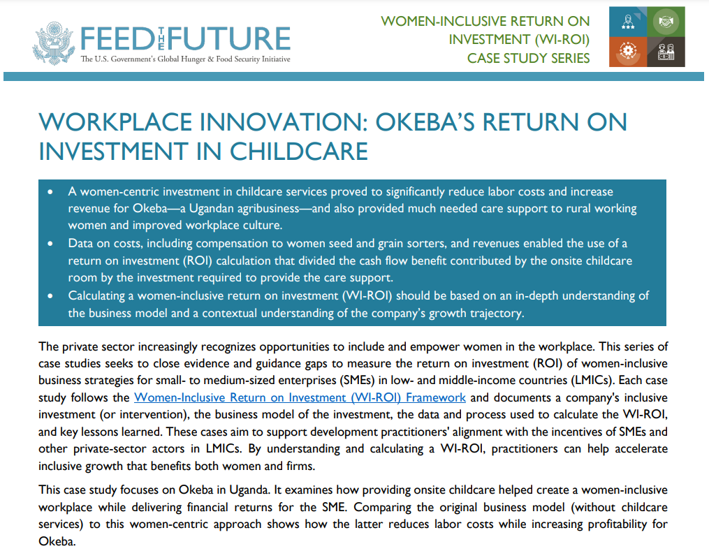 Workplace Innovation: Okeba’s Return on Investment in Childcare