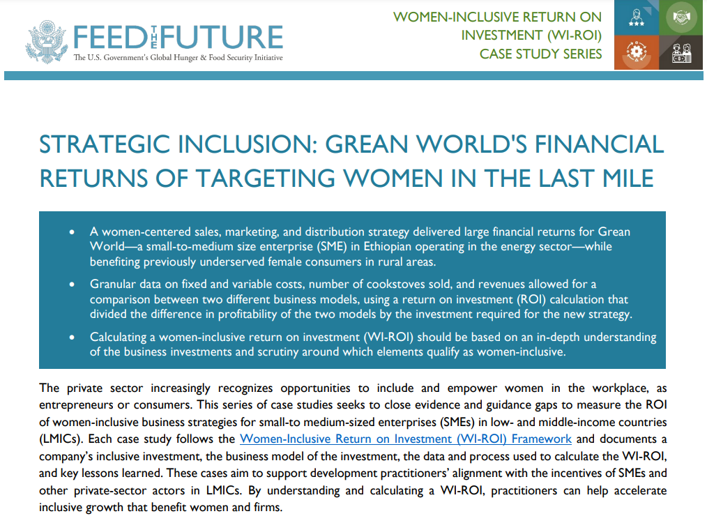 Strategic Inclusion: Grean World’s Financial Returns of Targeting Women in The Last Mile