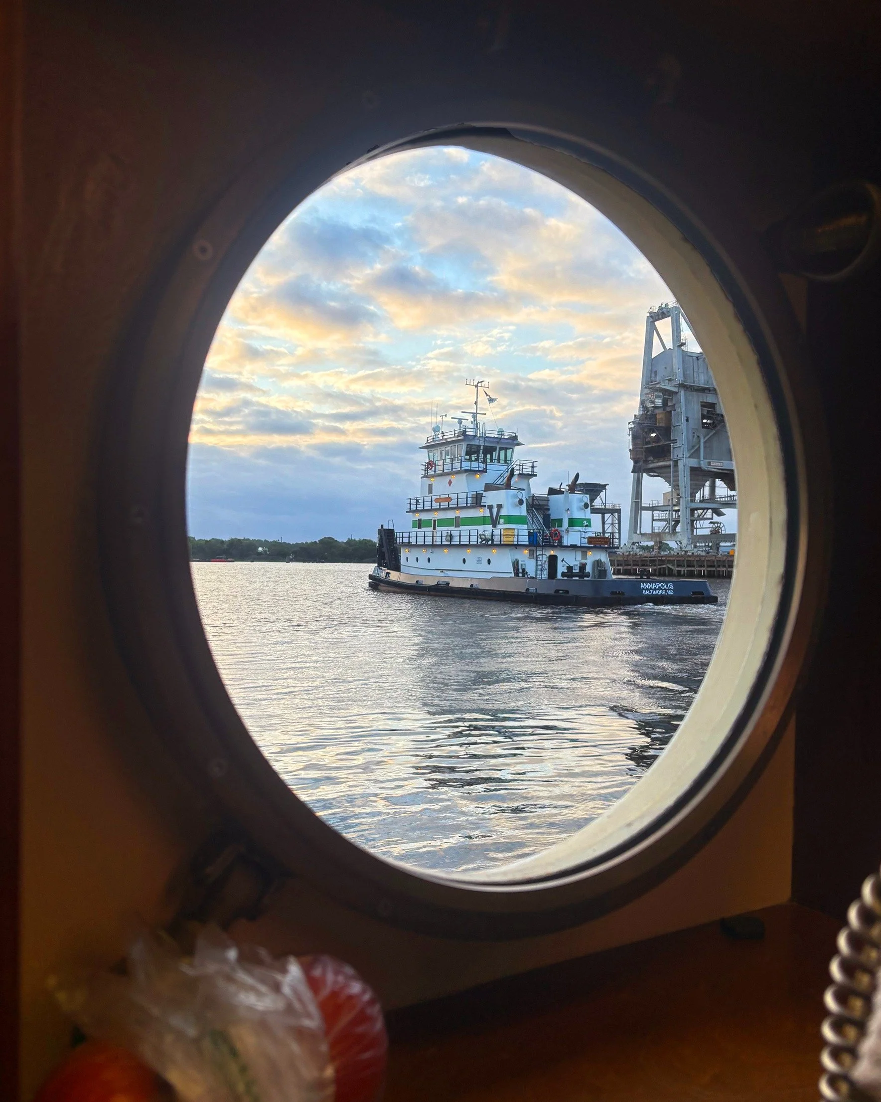 A tug's-eye view of the ANNAPOLIS push boat. #TheVaneBrothersCompany #Tugboat #Annapolis #Pushboat #ThroughThePorthole
