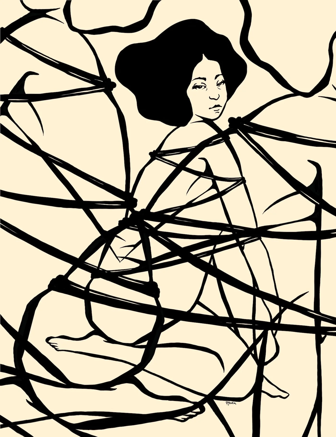 Entanglement II - Ink drawing digitally reworked