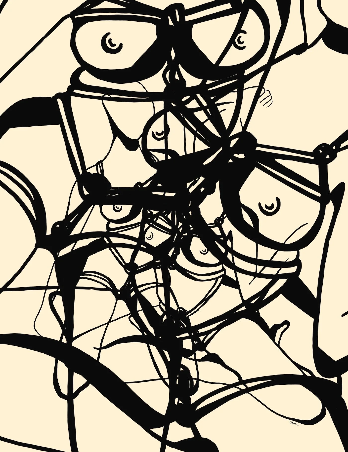 Entanglement III - Ink drawing digitally reworked