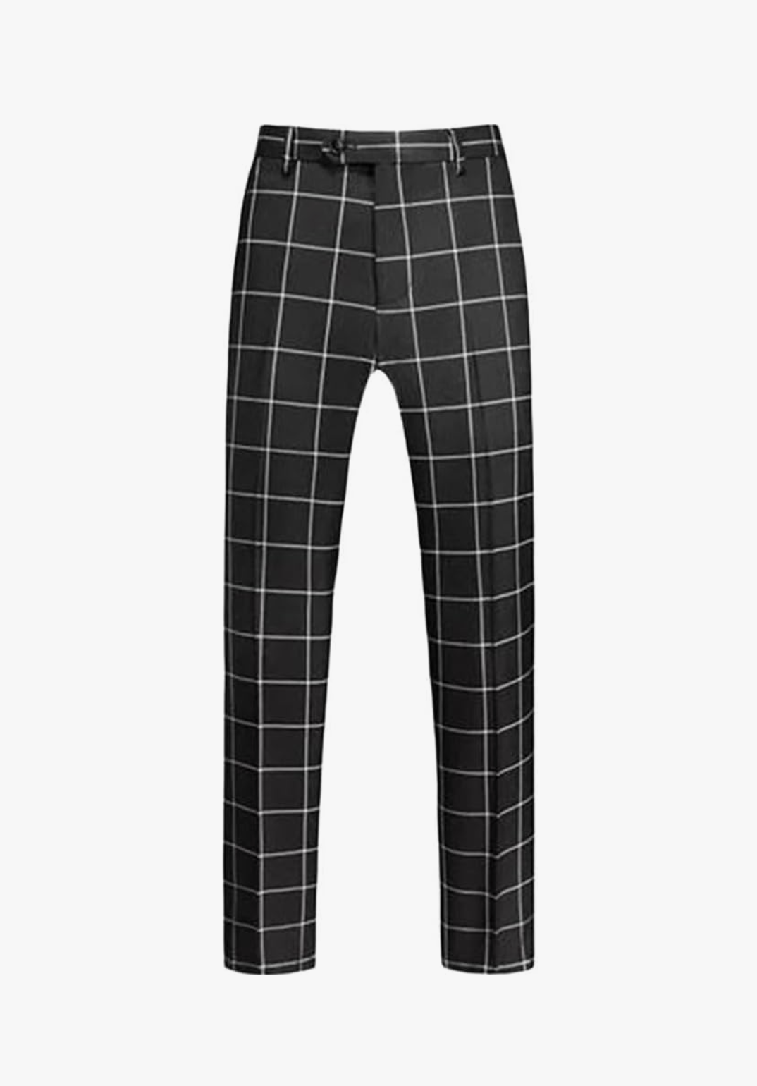 Men Plaid Suit Pants Slim Fit Straight Dress Trousers
