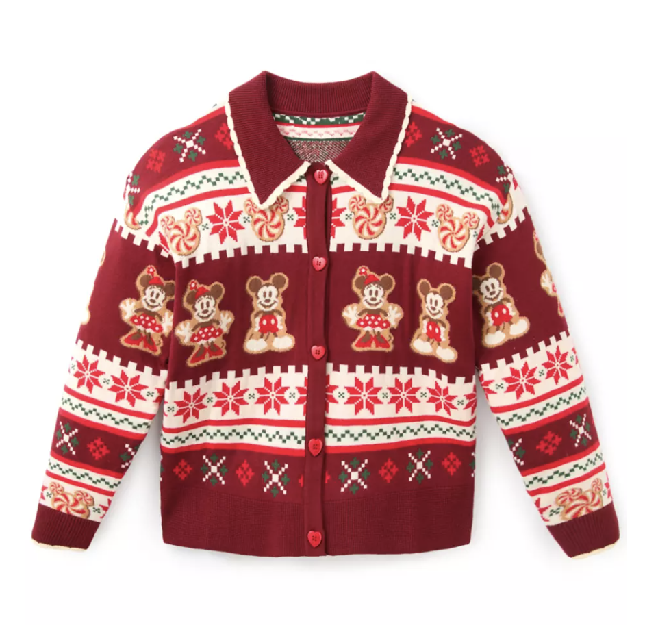 Mickey and Minnie Mouse Gingerbread Fair Isle Cardigan for Adults by Her Universe