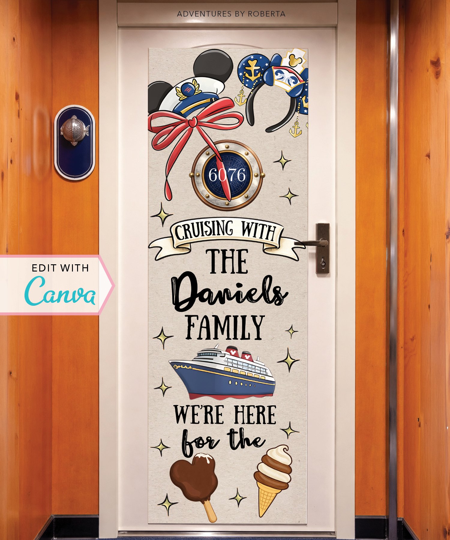 DCL Cruise Door Banner Template - Ice Cream