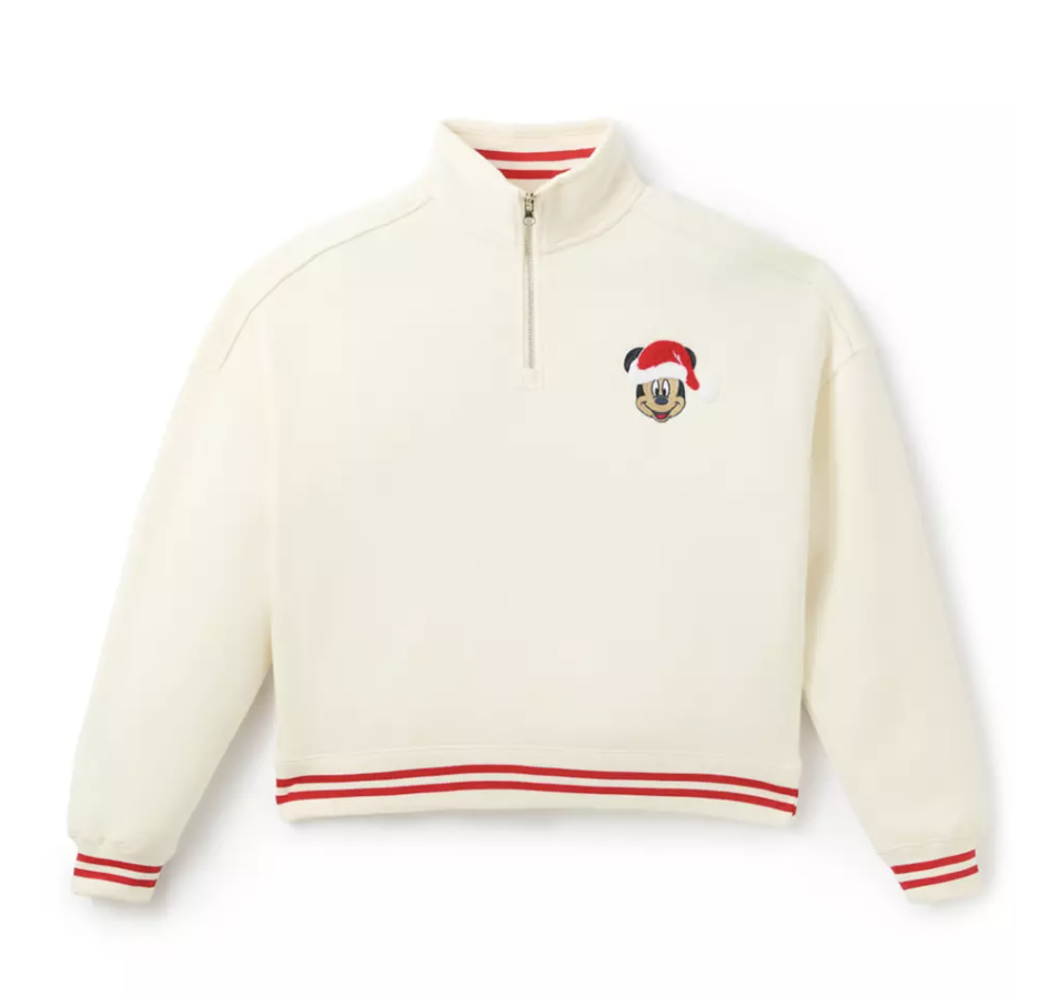 Santa Mickey Mouse and Friends 1/4 Zip Fleece Pullover for Women