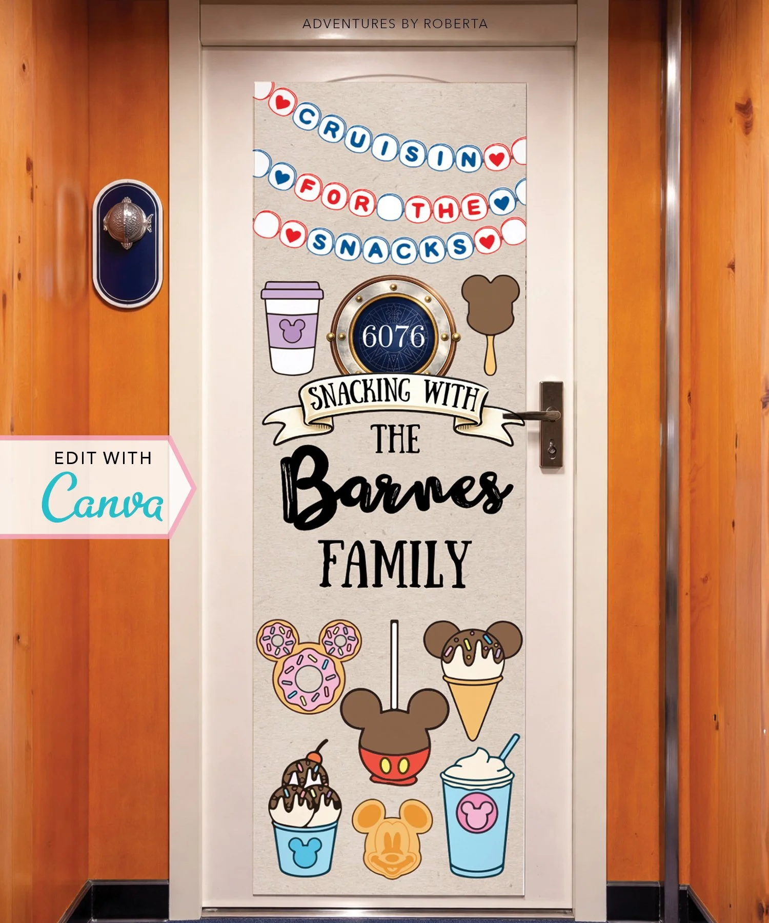 Cruise Door Banner Template - Cruisin' For The Snacks