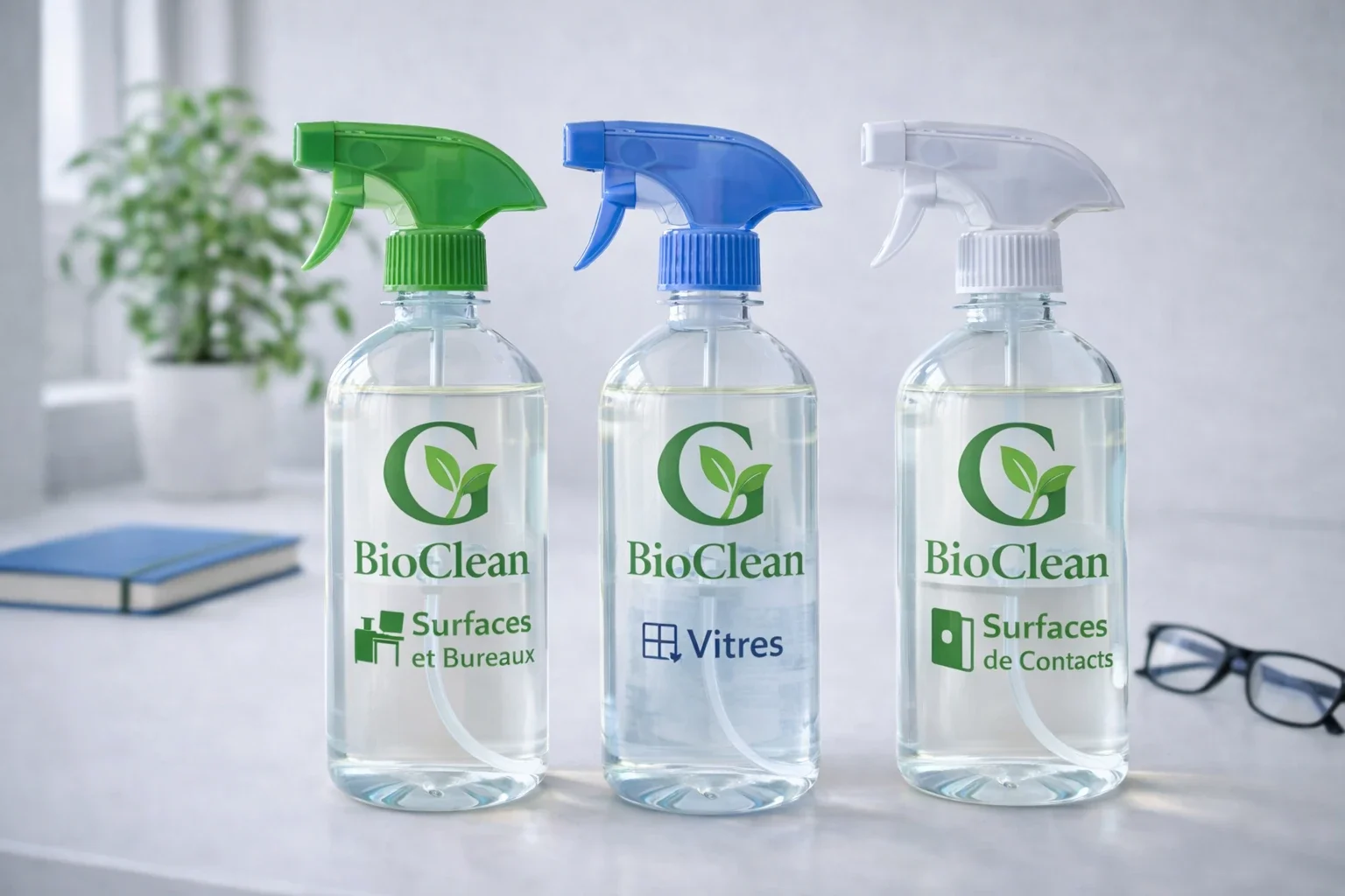 3 pulvérisateurs G Bio Clean nettoyage bureaux La Rochelle