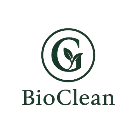 Logo de BioClean avec une feuille à l'intérieur d'une lettre 'G' entourée d'un cercle.