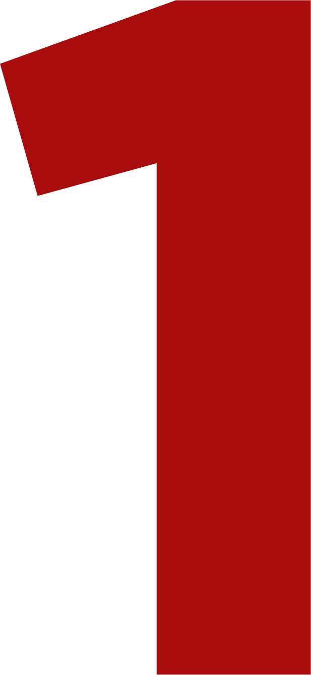 A large red number one with a black shadow in the background.