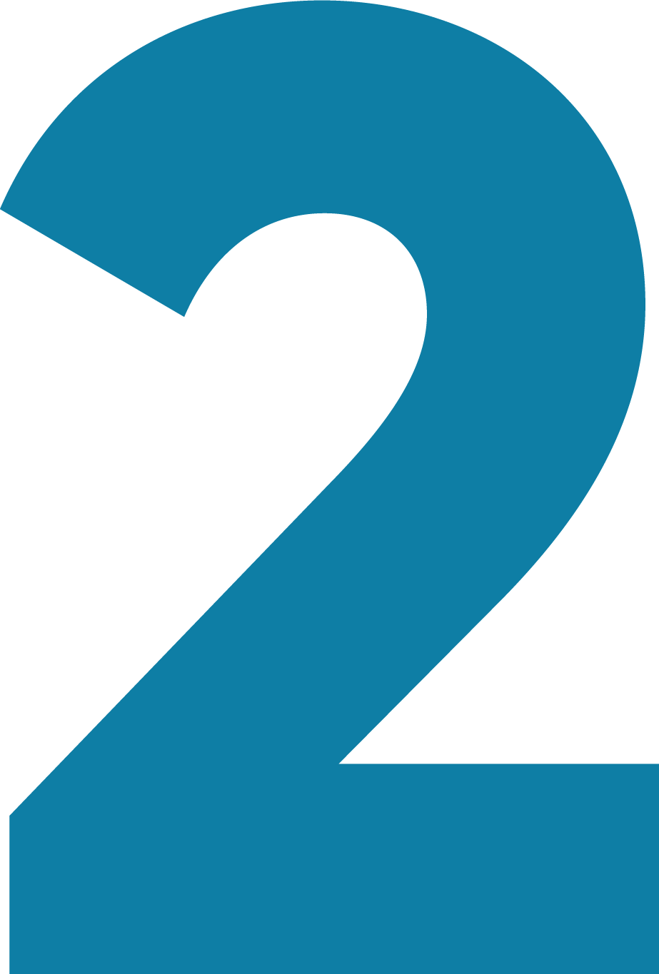 Large blue number 2 against a black background.