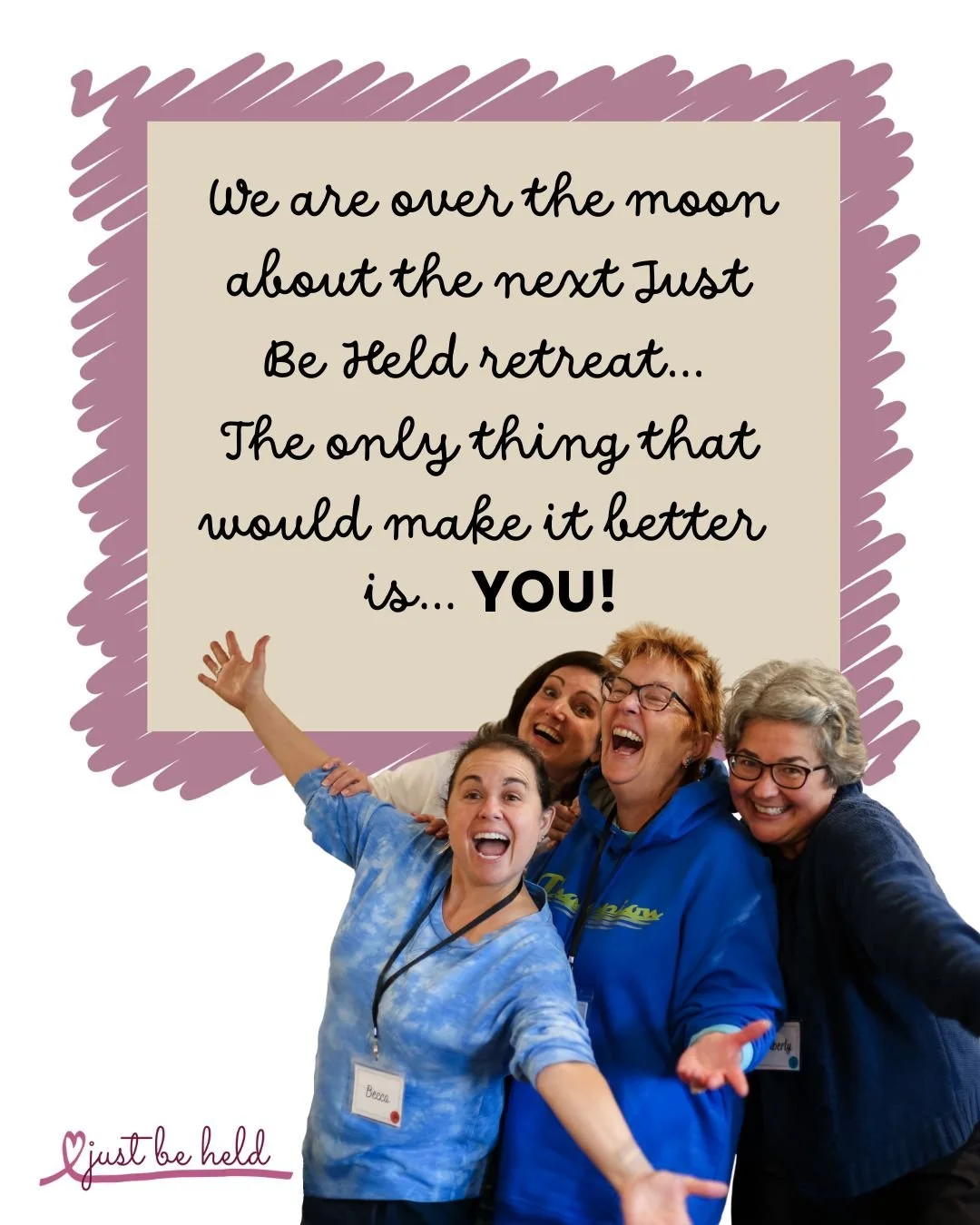 It's going to be an amazing retreat, and chances are good that someone reading this is meant to be there with us! If you think it might be you, head to justbeheldministries.org to learn more about the retreat and register. Have any questions, or want