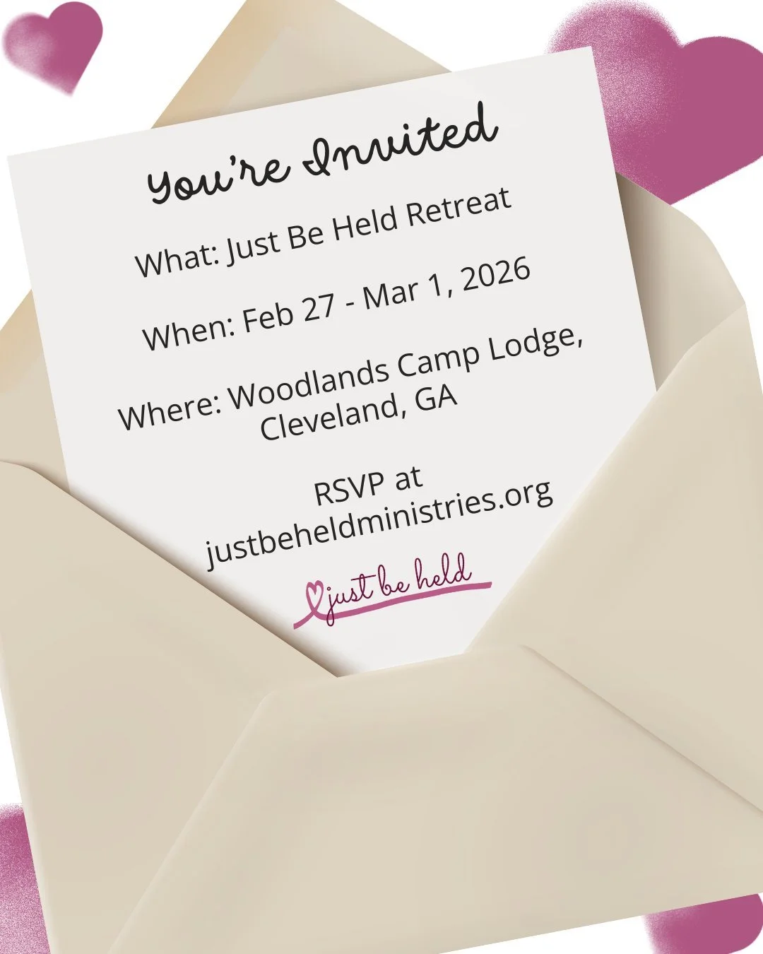 Have you RSVPed yet? Time is running out and so are the seats... Claim yours today at justbeheldministries.org!

#justbeheldministries #womensretreat #rest #hope #encouragement #connection
