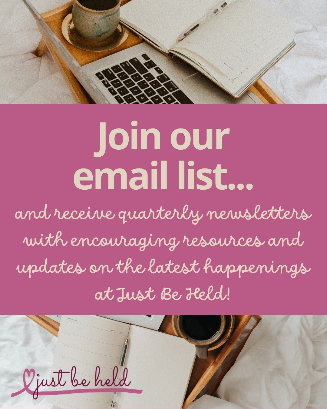 We'd love to stay in touch... our next quarterly newsletter comes out this month, so head to justbeheldministries.org and scroll to the bottom of any page to register!

#justbeheldministries #womensretreat #womensministry #newsletter #encouragement