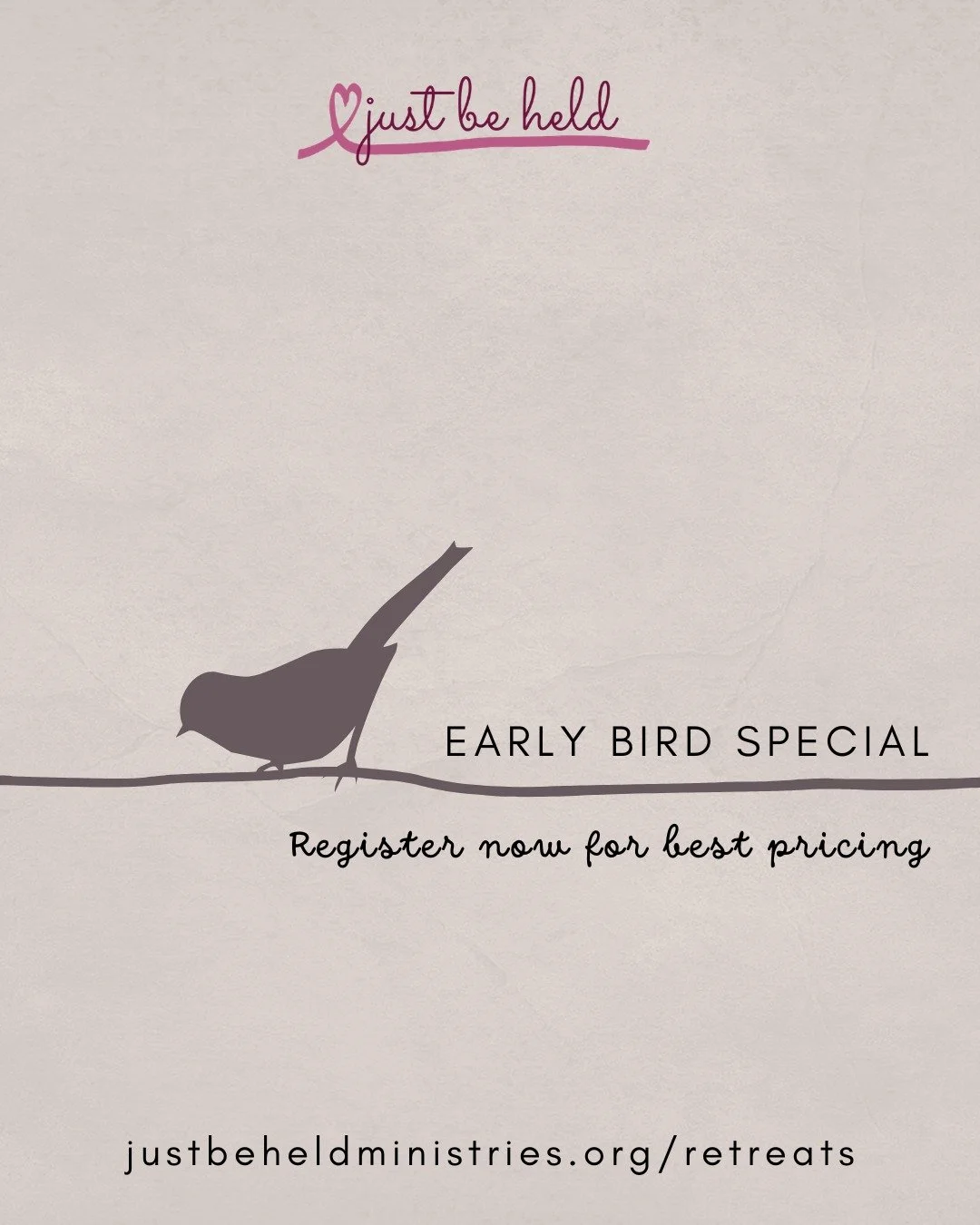 Our next retreat is September 11-13, and registration is open with special Early Bird pricing. Save $50 on the deposit to secure your spot, and the final balance isn't due until August! 

#justbeheldministries #womensretreat #christianretreat #regist