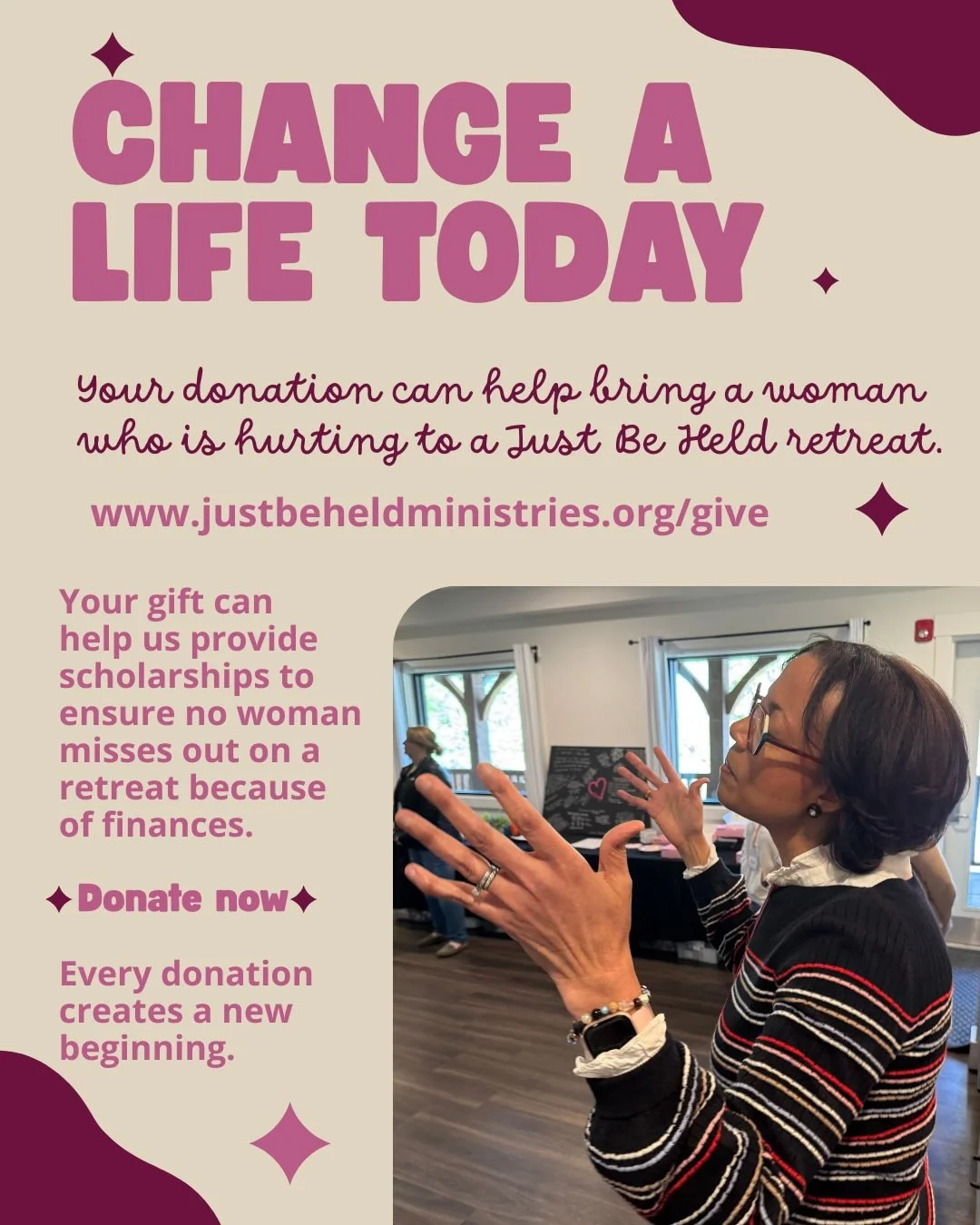Your donation means more than you know... Visit justbeheldministries.org/give  to make your tax-deductible donation today!

#justbeheld #justbeheldministries #women #womensupportingwomen #mothers #healing #retreat #womensretreat #rest #hope #encourag