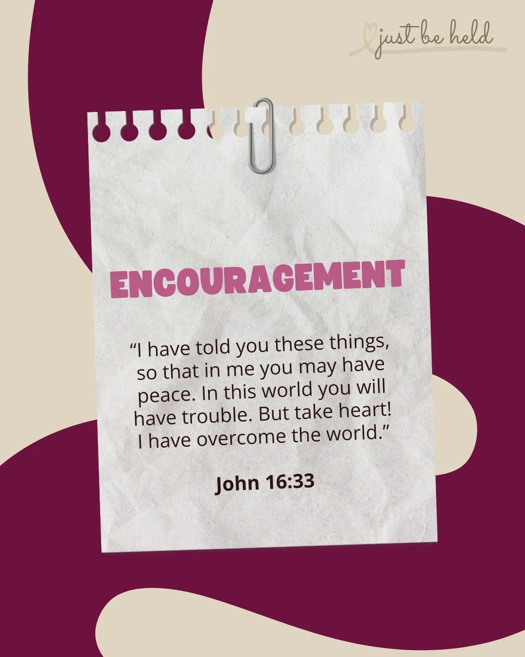 SPIRITUAL ENCOURAGEMENT is one of the things we VALUE most at Just Be Held Ministries.

#justbeheld #justbeheldministries #women #womensupportingwomen #mothers #healing #retreat #womensretreat #rest #faith #faithbased  #encouragement