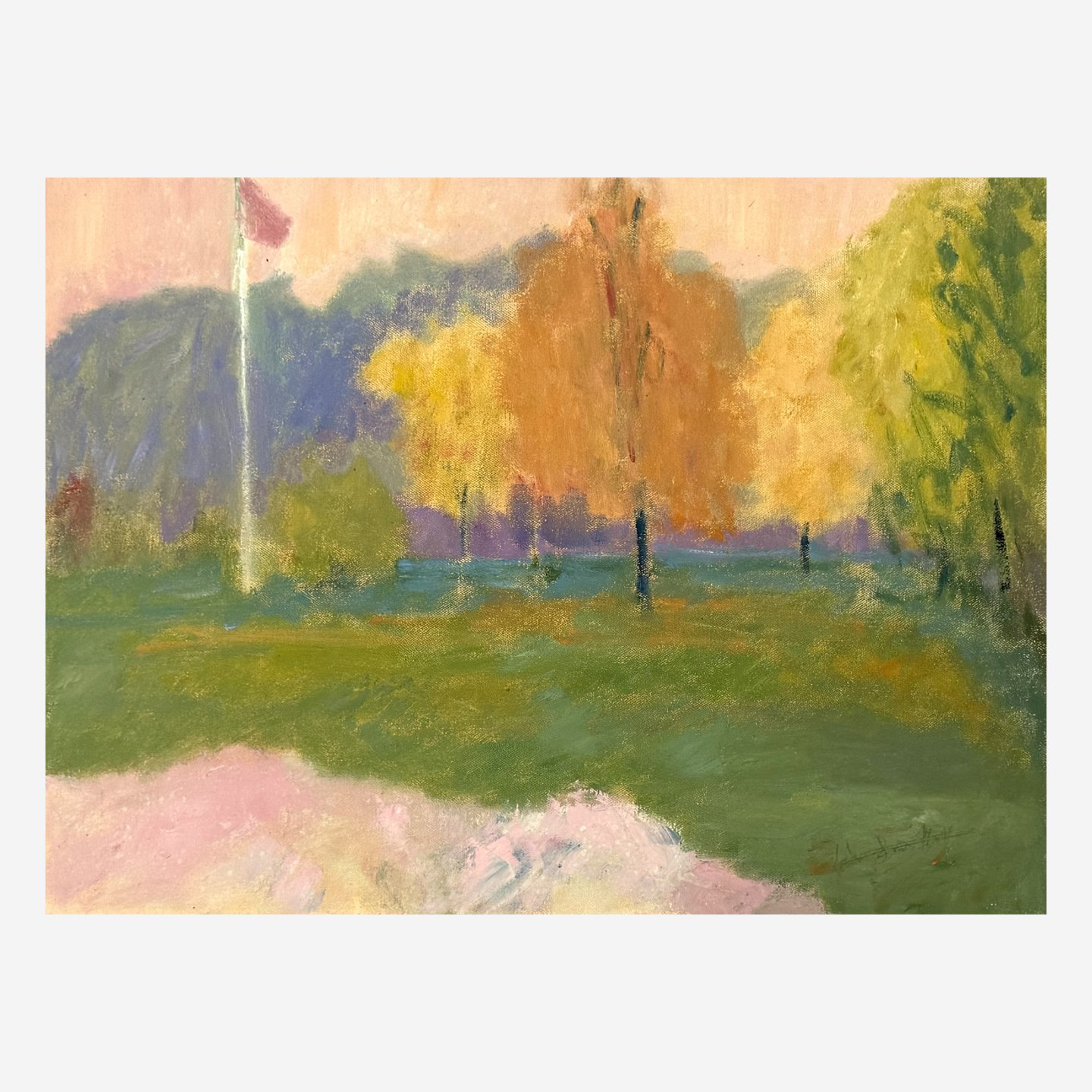 park landscape in the rain