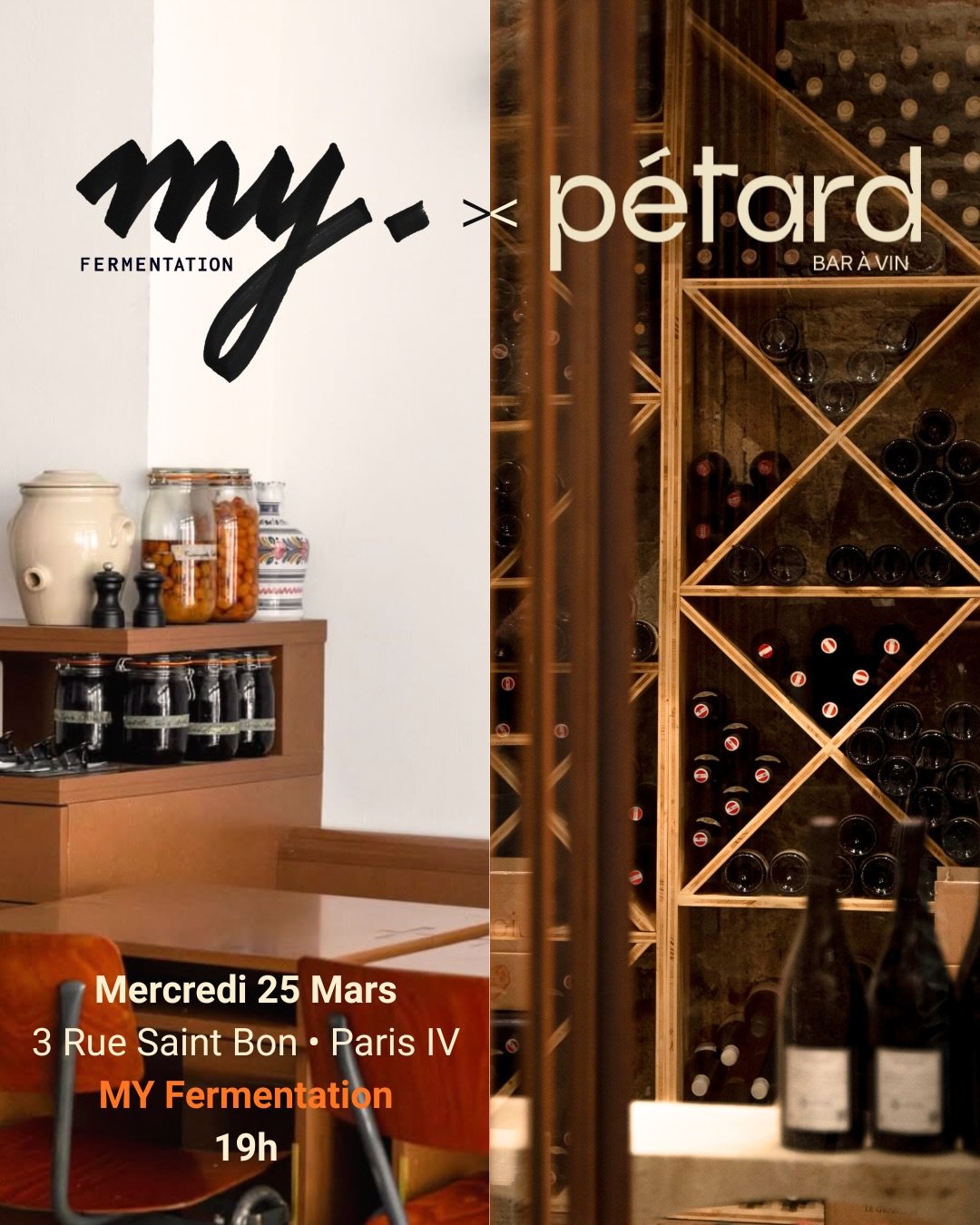 Cher.e.s Ami.e.s,

Et si on passait une bonne soir&eacute;e tous ensemble ? 

Le mercredi 25 Mars, on vous propose de ramener des P&eacute;tards chez MY Fermentation. 

Notre cher Hugo, nous accueille le temps d&rsquo;une soir&eacute;e pour m&eacute;