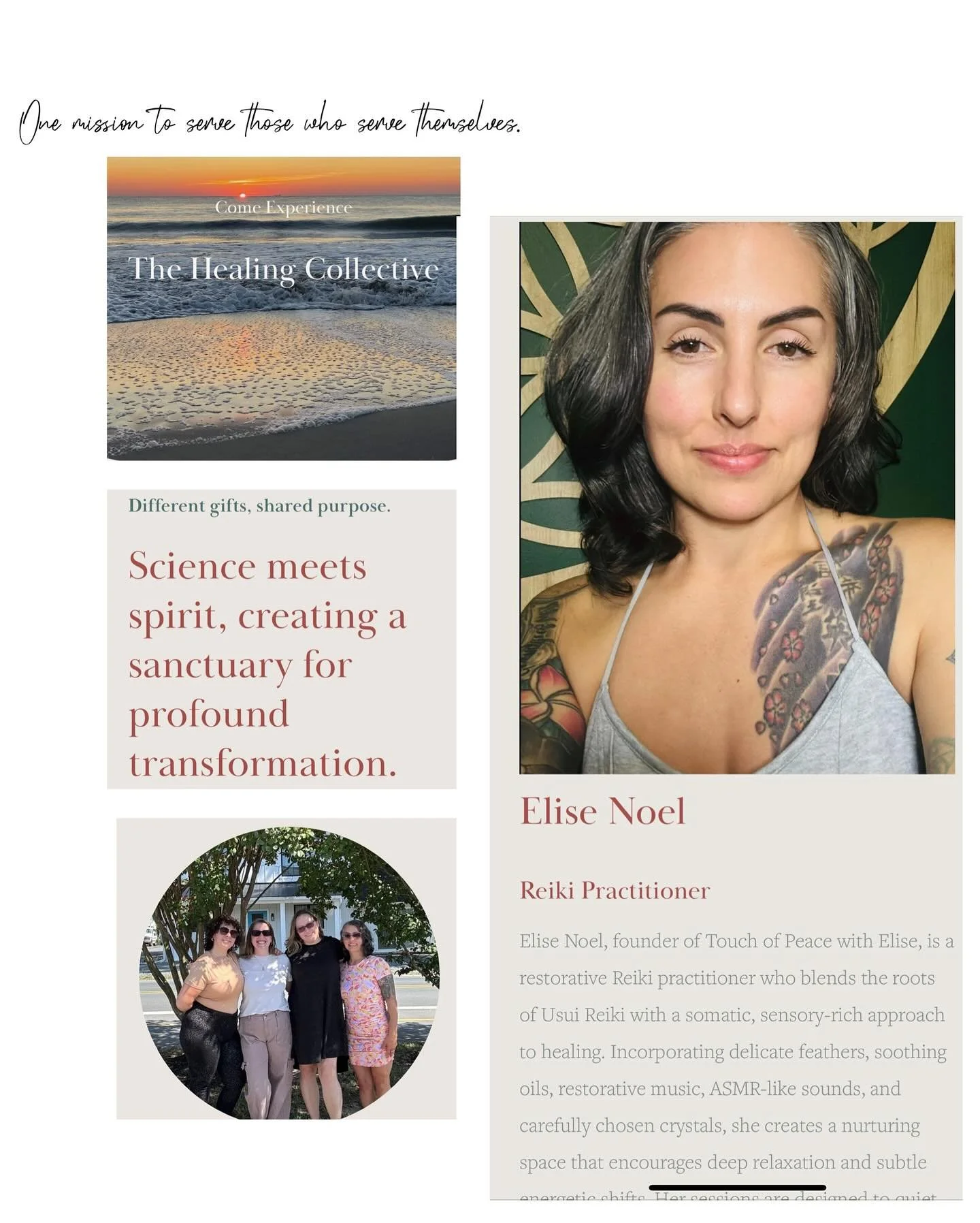 &quot;One mission to serve those who serve themselves.&quot;
As WE, The Healing Collective, cannot begin the work if you choose to ignore your own inner work. It cannot be done for you. 
WE are here to support you through your journey as it unfolds. 