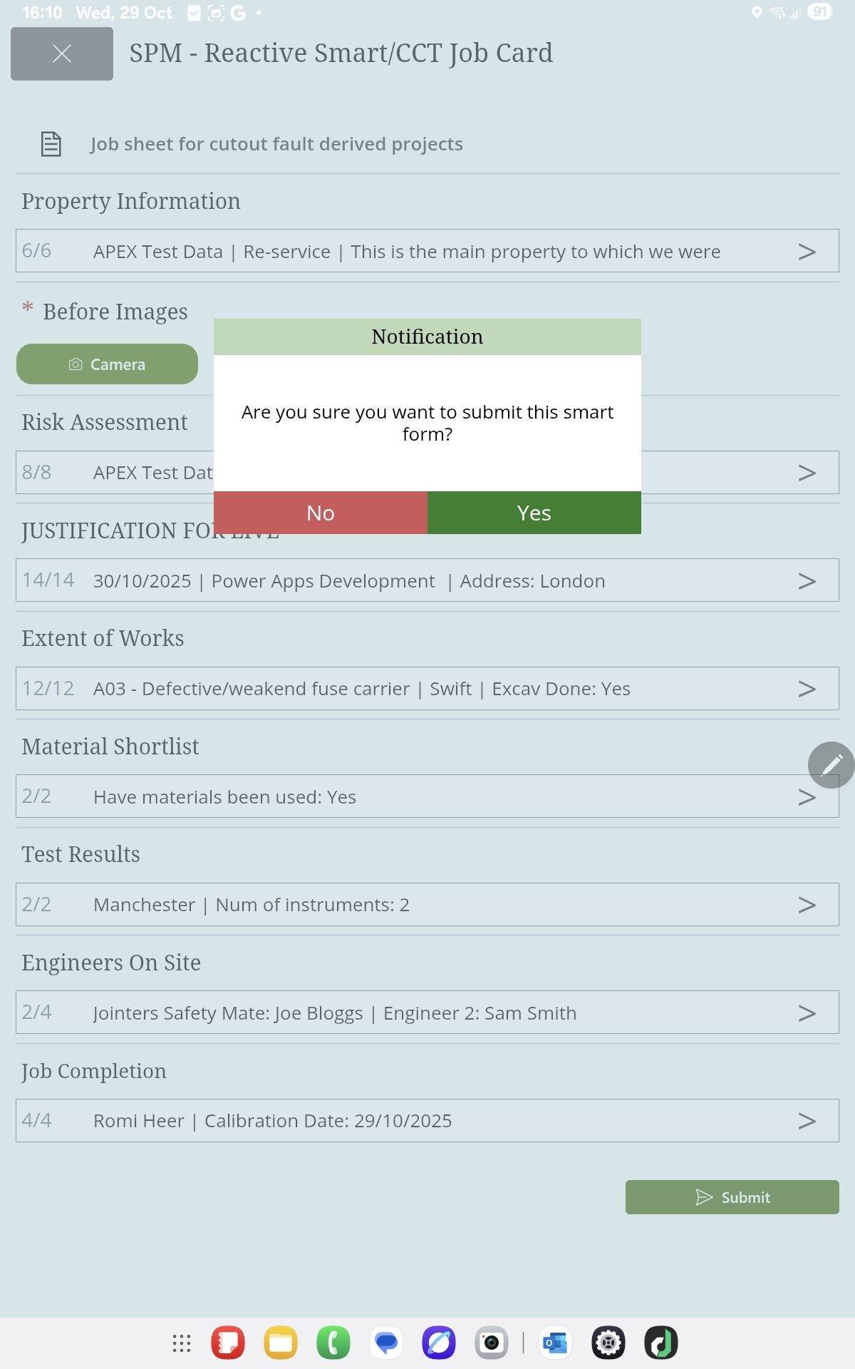 Power Apps - Home Screen - Submission Notification (not present on Device Magic) 