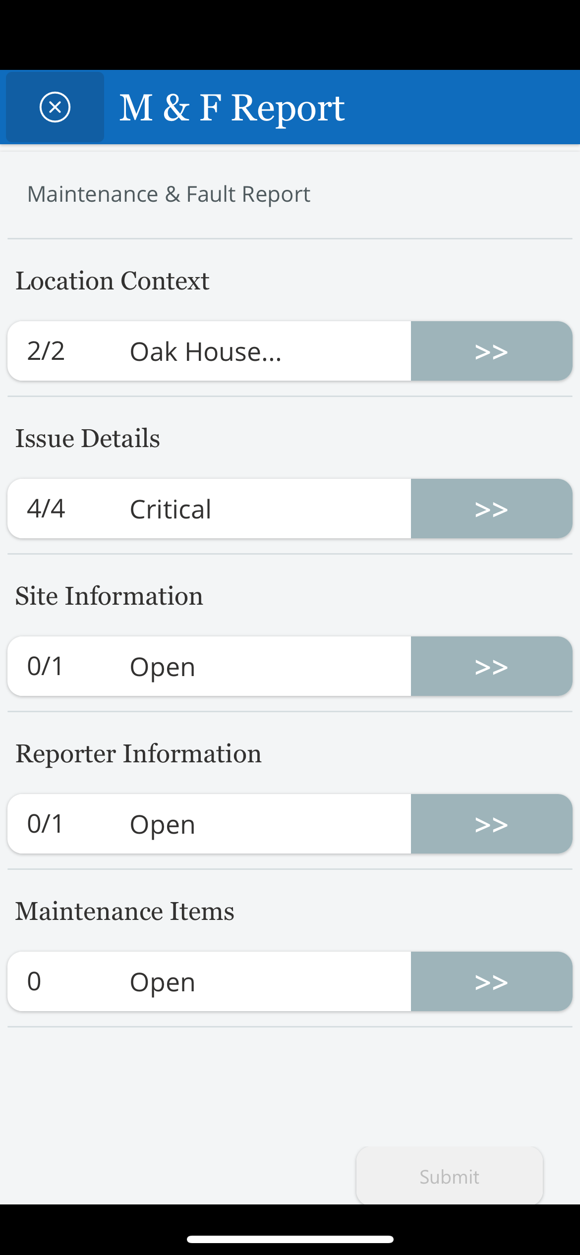 Home Screen 

The form has been partially filled.

This swift user interface is aligned with the users journey.