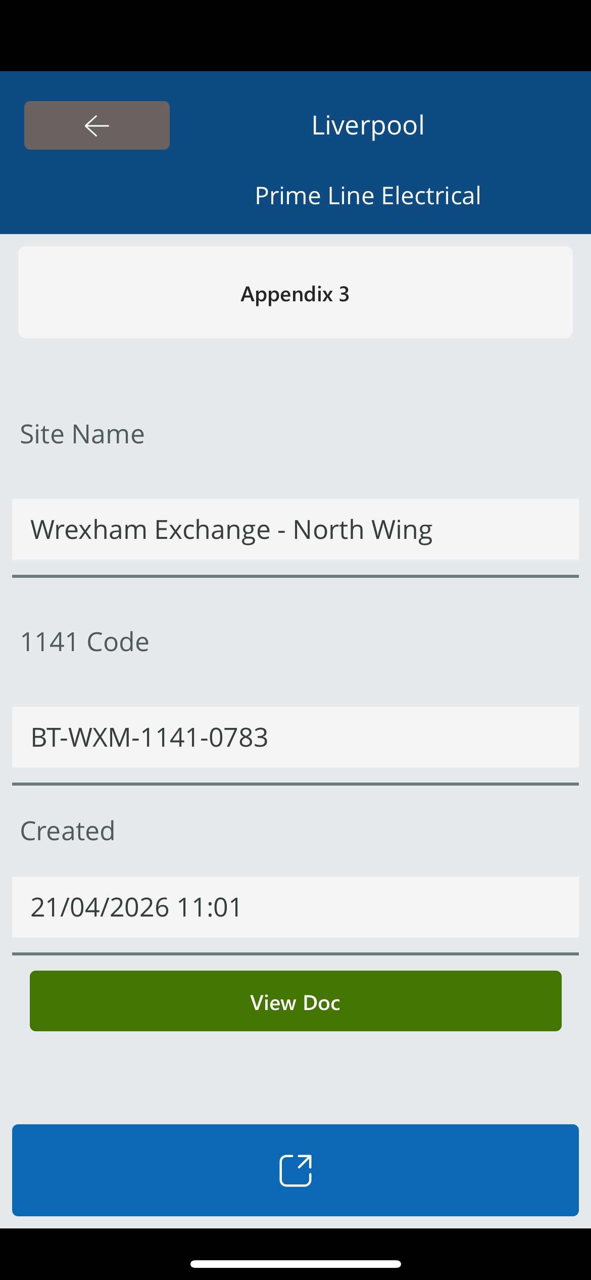 An Appendix 3 form submission has been selected. Upon selecting the 'View Doc' button. The PDF or word document that was generated when the form was submitted, is made available to view.