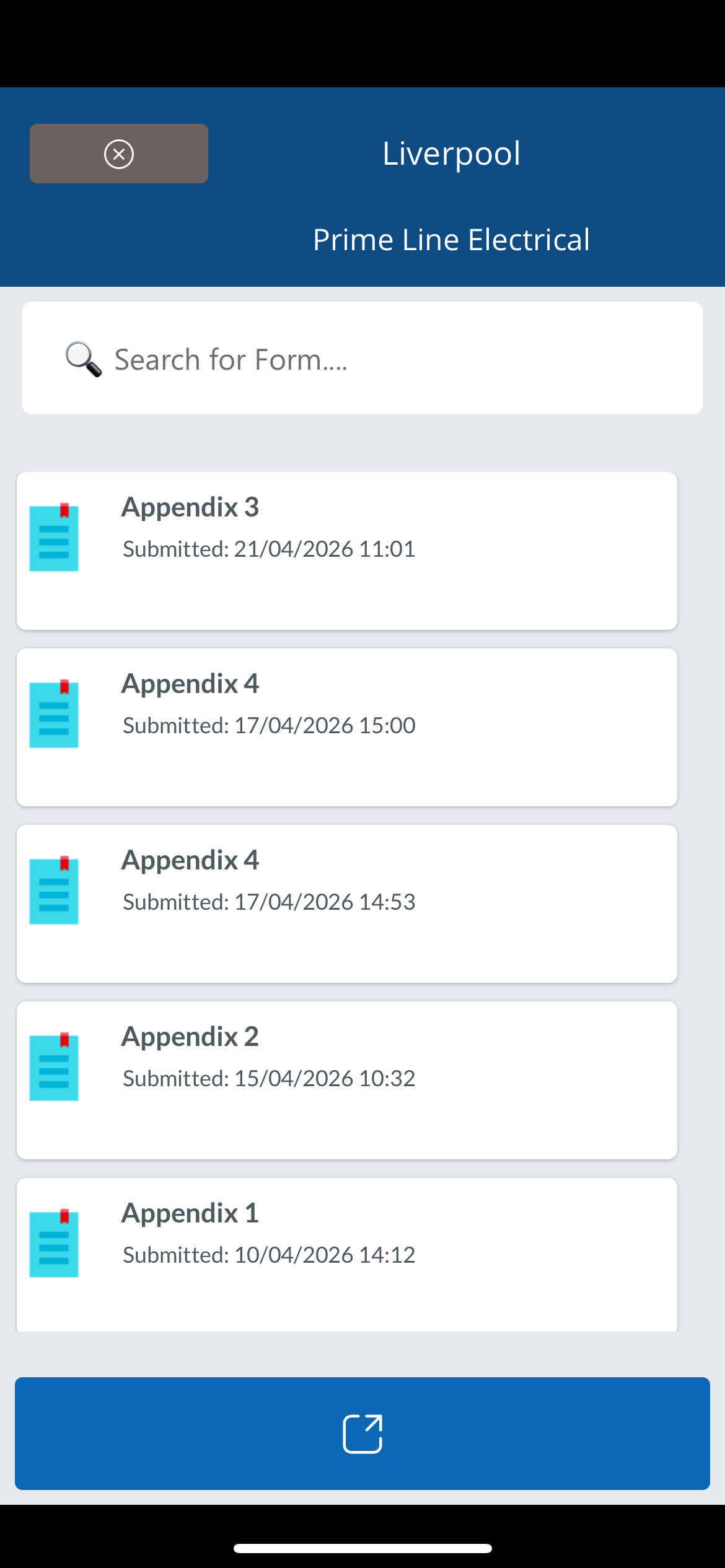 View Submissions screen. All submitted records can be viewed here.

In this screenshot. The navigation pane on the left hand side has been made invisible by the end user. 