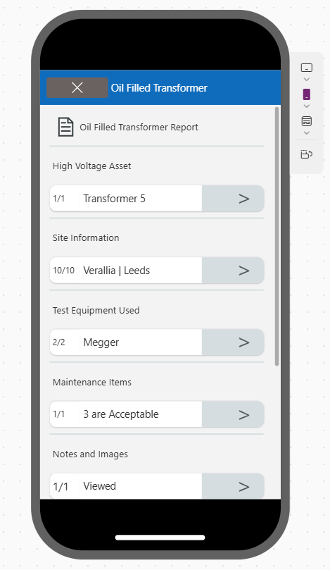 The Power App can be viewed on a mobile. 