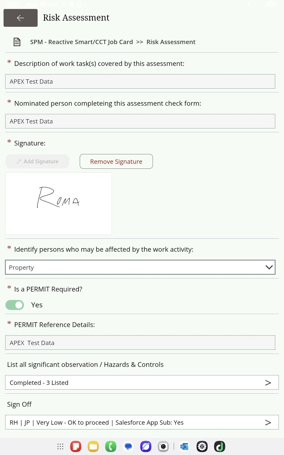 Power App - Risk Assessment Screen