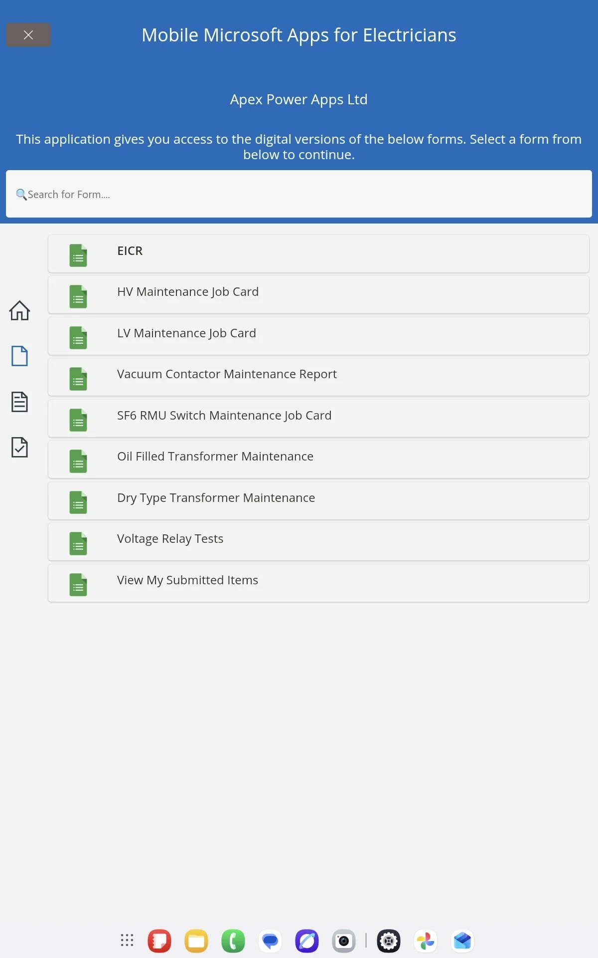 The job apps home page, new job sub section.

Multiple forms can be selected from a single application.