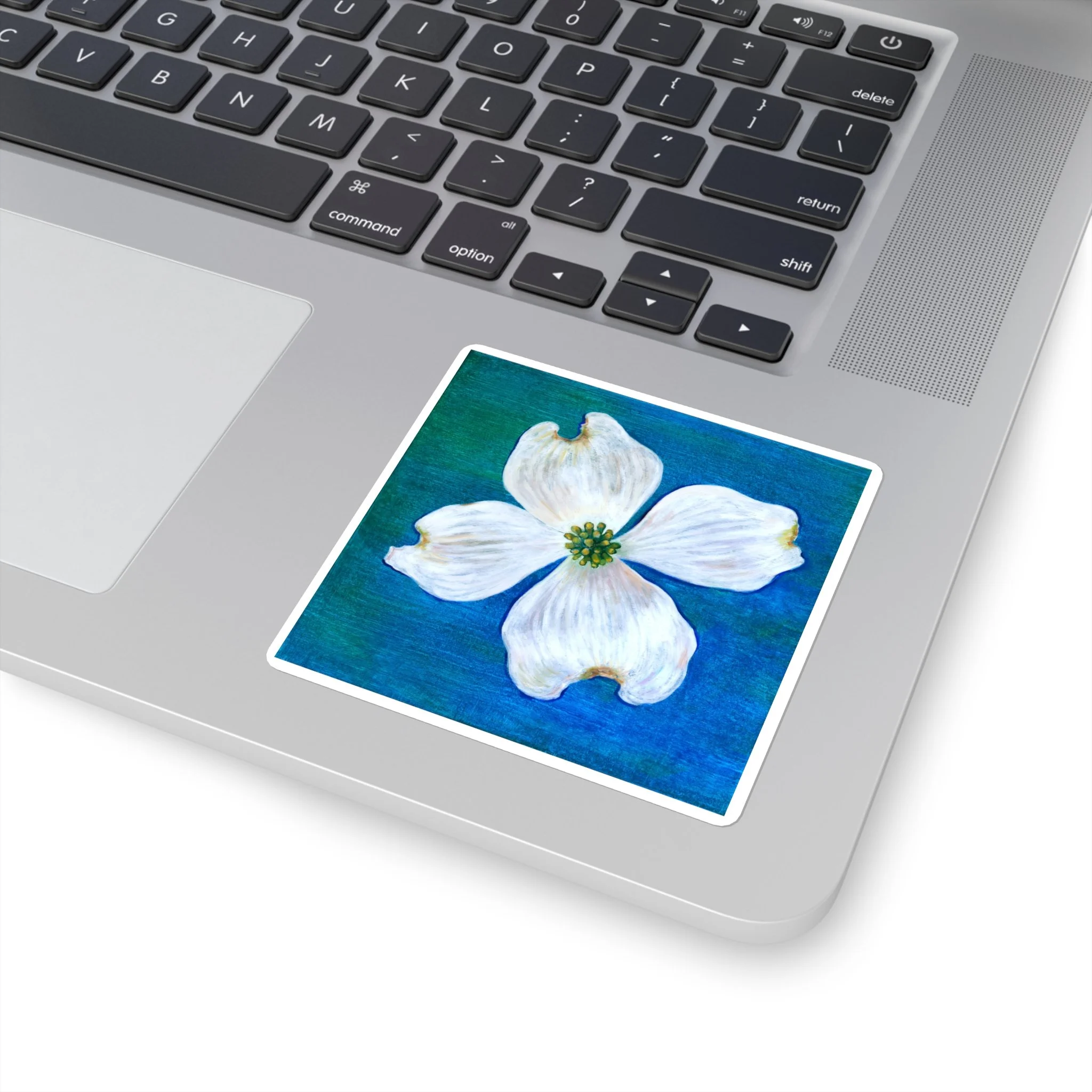 White Dogwood Flower Laptop Sticker