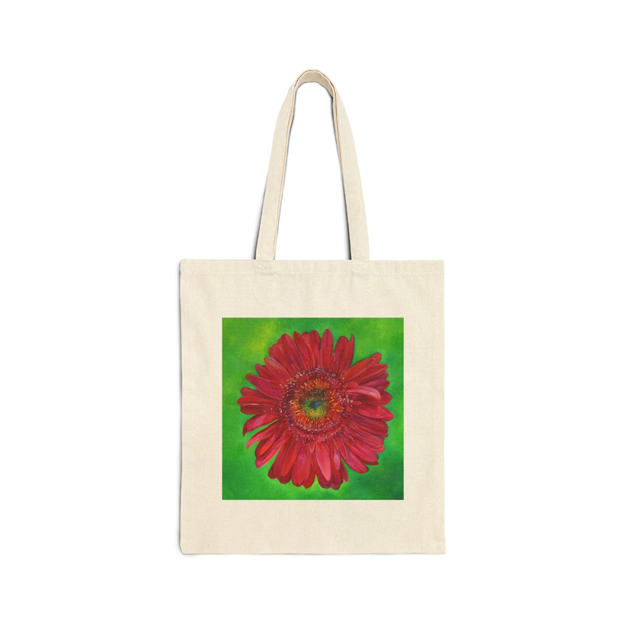 Pink Gerbera Daisy Reusable Canvas Tote Bag