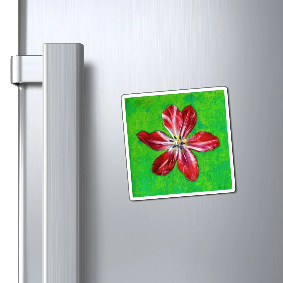 Open Tulip Floral Refrigerator Magnet