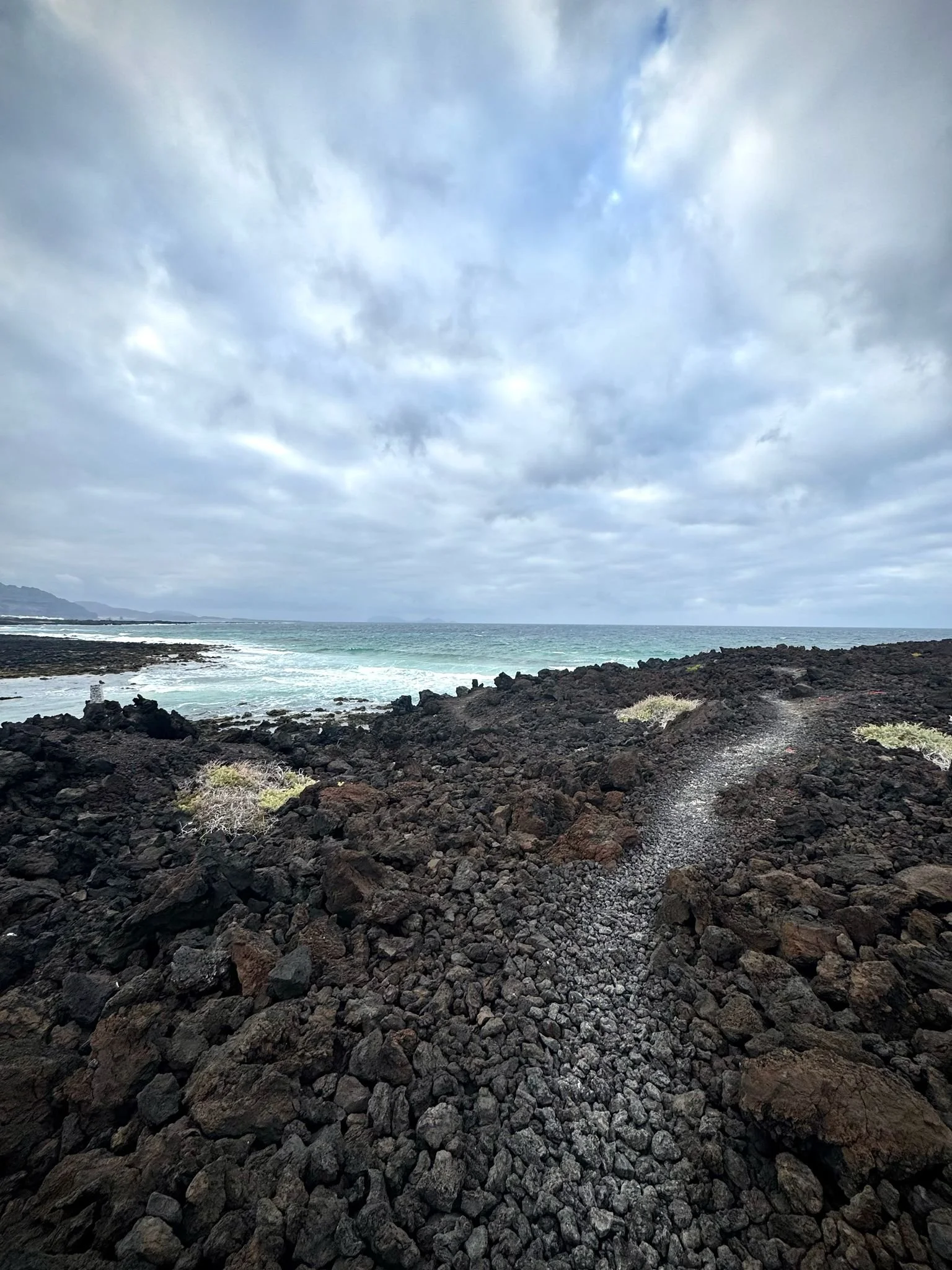 Walking path along the wild coast of Lanzarote