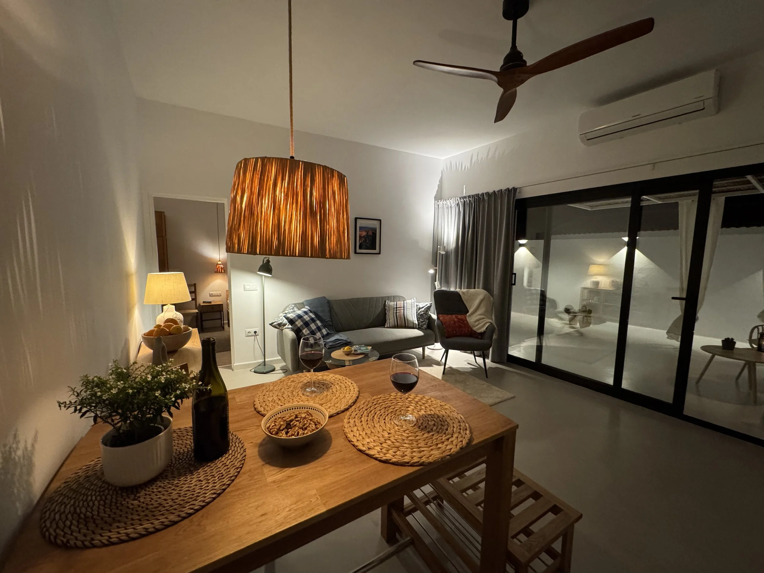 Evening dining table styling detail at Casita Luna Lanzarote