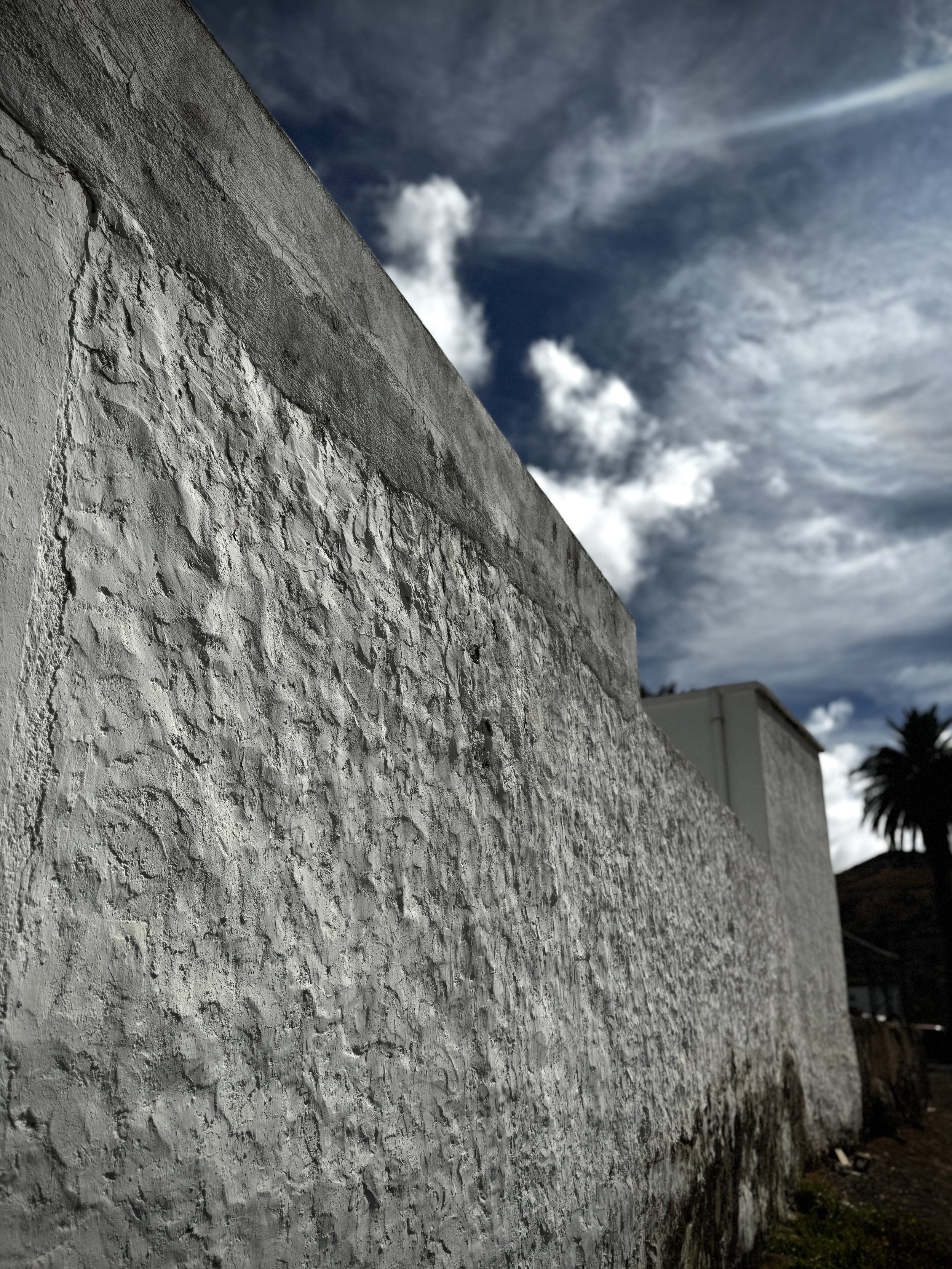 Historic house wall built with volcanic stone in north Lanzarote.